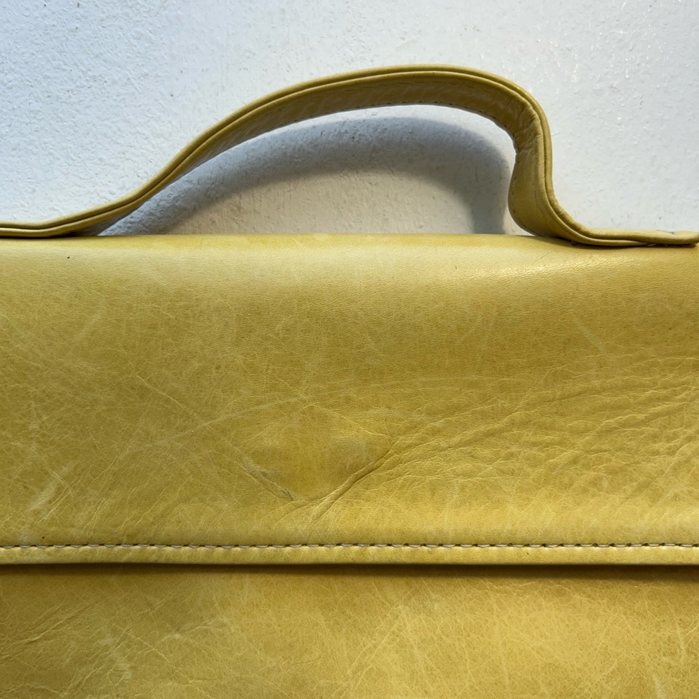 Julie Feldman Purse Elegant Yellow Leather Clutch Handbag Comic Strip Handmade - Picture 2 of 6